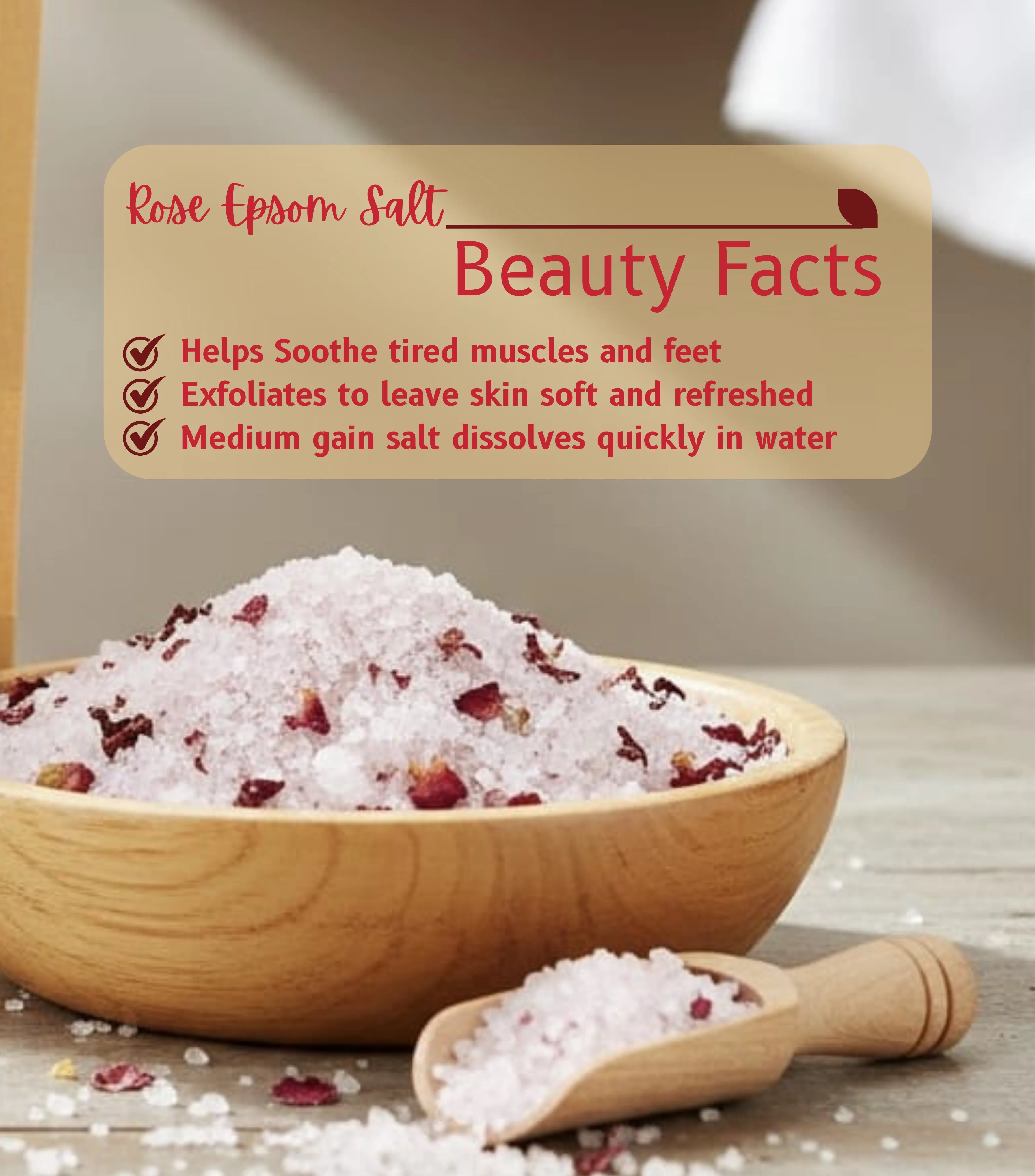 Mistree Rose Epsom Bath Salt | Foot & Body Soak | Relaxation, Pain Relief & Skin Nourishment | 450g