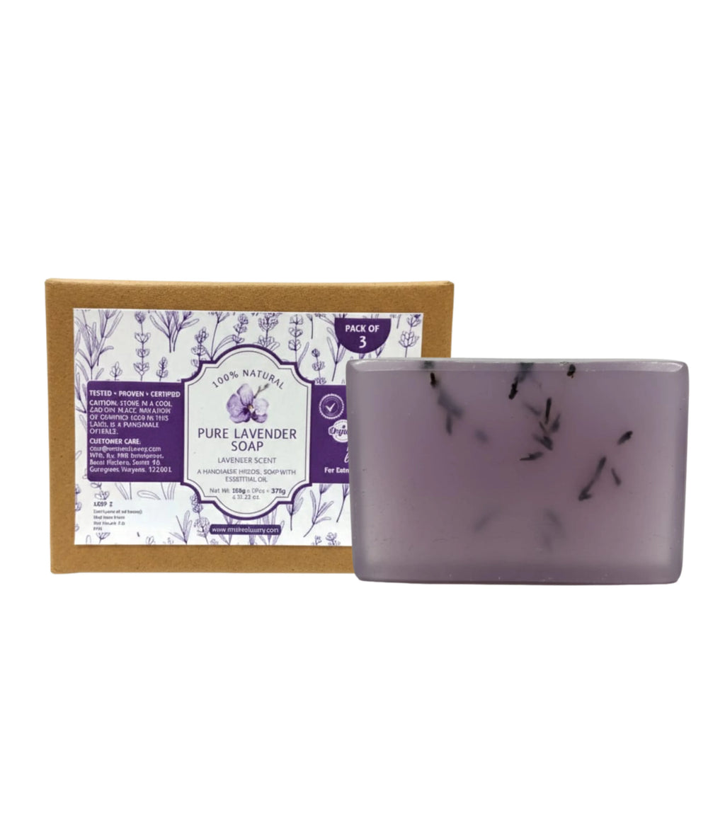 Mistree Luxury Lavender Ayurvedic Soap – Handmade Herbal Bath Bar with Pure Lavender Oil for Clear, Healthy Skin (Pack of 3 x 125g)
