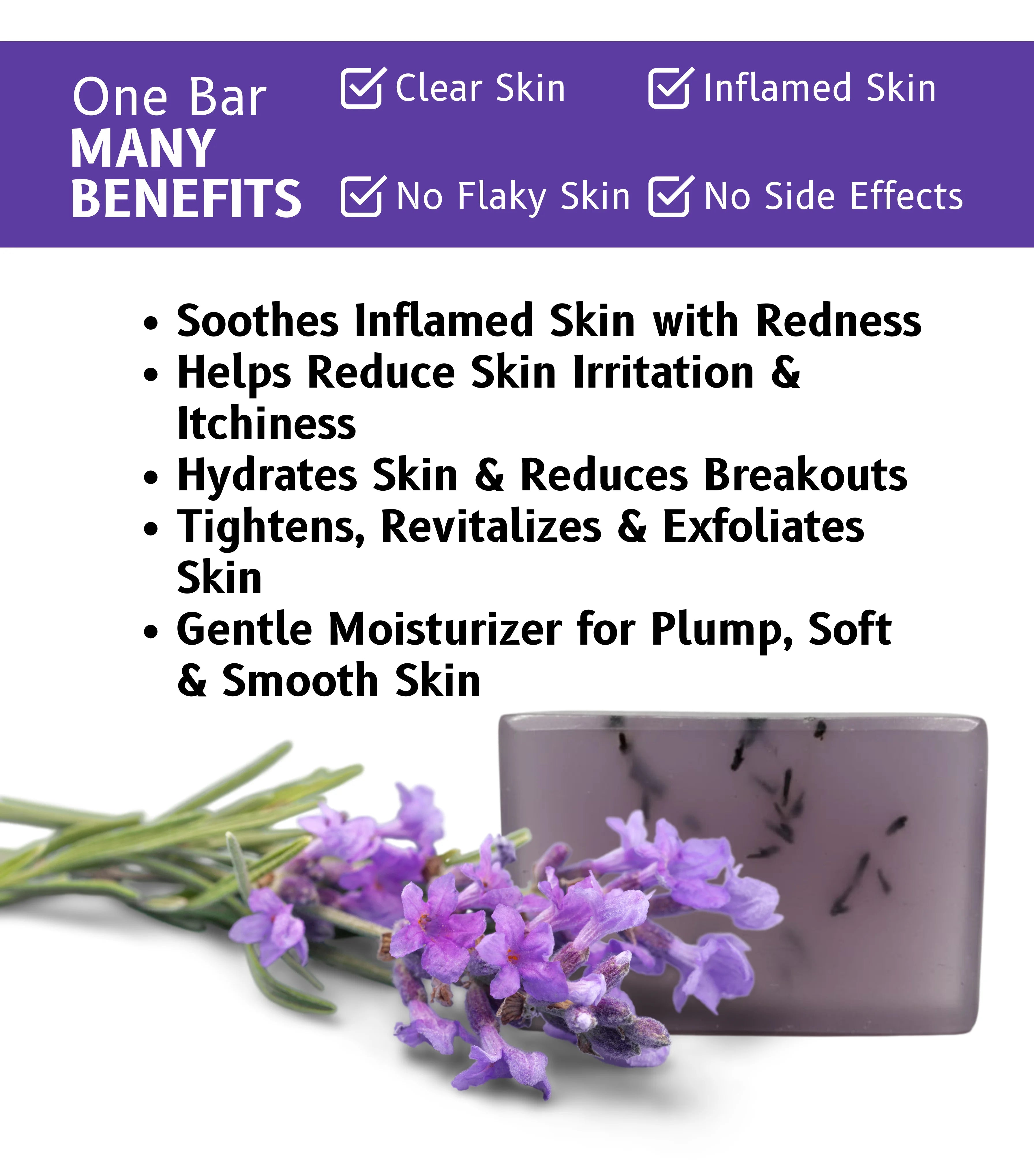 Mistree Luxury Lavender Ayurvedic Soap – Handmade Herbal Bath Bar with Pure Lavender Oil for Clear, Healthy Skin (Pack of 3 x 125g)