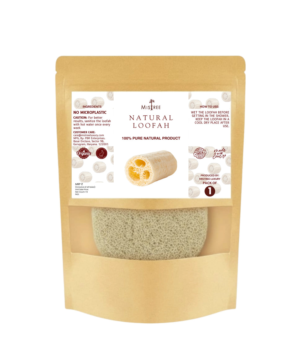 Mistree Luxury Natural Sun-Dried Bath Loofah | Organic Luffa Body Sponge & Scrubber | Skin Exfoliation | Pack of 1